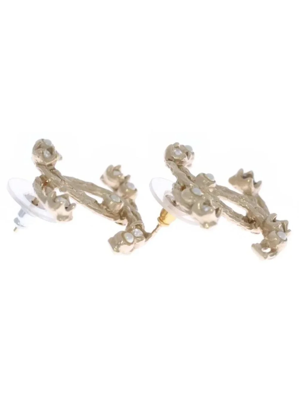 Chanel CC Logo Line Stone Pearl Gold Earring - Picture 3 of 6